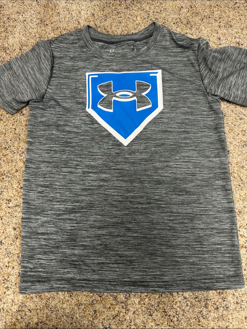 Under Armour Gray Heather Short Sleeve Tee with Blue Shield Logo